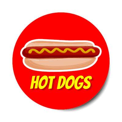 hot dogs bun mustard red stickers, magnet