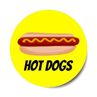 hot dogs bun mustard yellow stickers, magnet