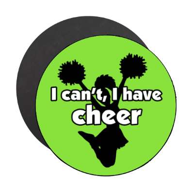 i cant i have cheer cheerleader silhouette pom poms stickers, magnet