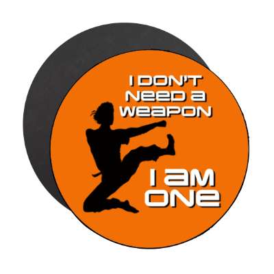 i dont need a weapon i am one martial arts stickers, magnet