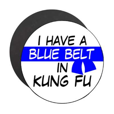i have a blue belt in karate stickers, magnet