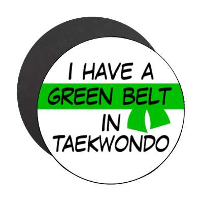i have a green belt in taekwondo stickers, magnet