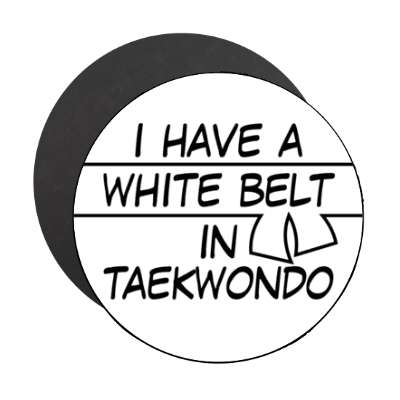 i have a white belt in taekwondo stickers, magnet