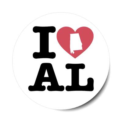 i heart alabama al state love stickers, magnet