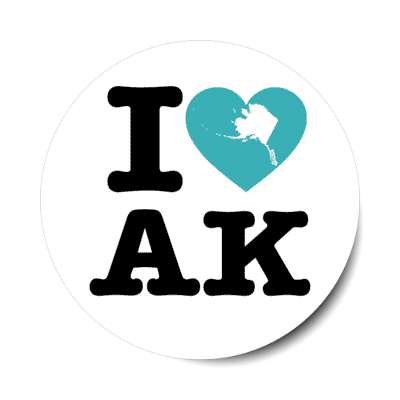 i heart alaska ak state love stickers, magnet