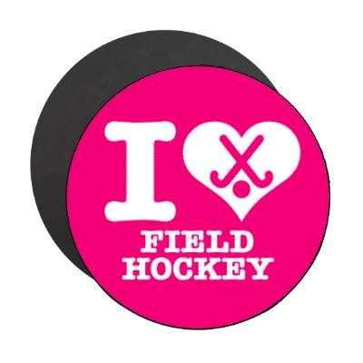 i heart field hockey crossed sticks stickers, magnet