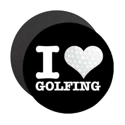 i heart golfing golfball love stickers, magnet