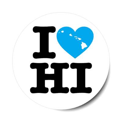 i heart hawaii hi state love stickers, magnet