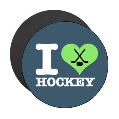 i heart hockey crossed sticks puck stickers, magnet