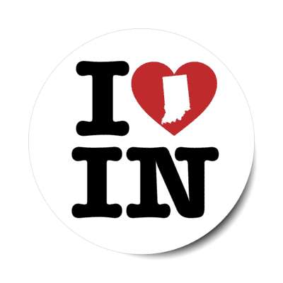 i heart indiana in state love stickers, magnet