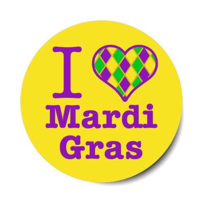 i heart mardi gras gold stickers, magnet