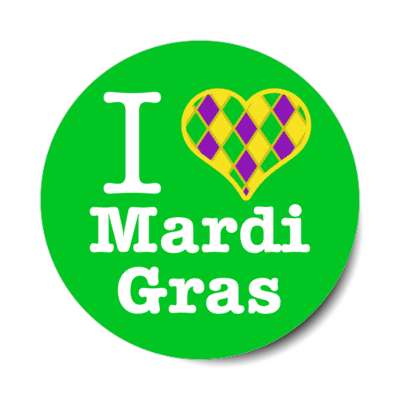 i heart mardi gras green stickers, magnet