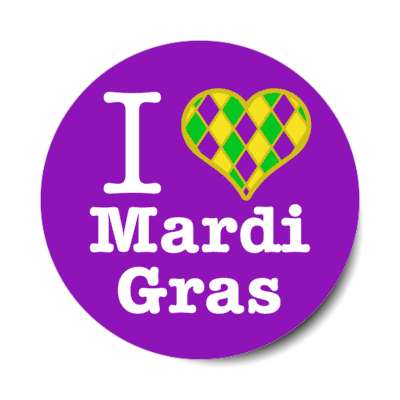 i heart mardi gras purple stickers, magnet