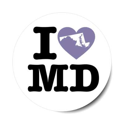 i heart maryland md state love stickers, magnet