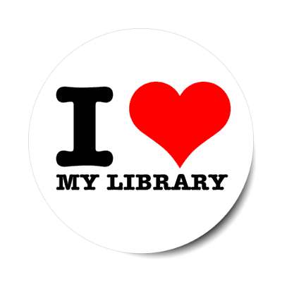 i heart my library love stickers, magnet