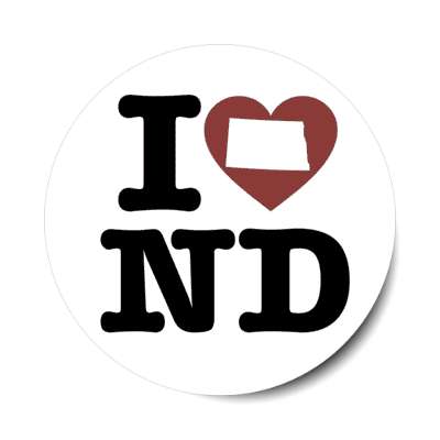 i heart north dakota nd state love stickers, magnet