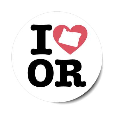 i heart oregon or state love stickers, magnet