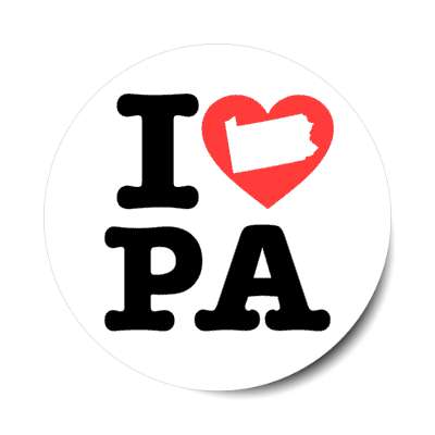 i heart pennsylvania pa state love stickers, magnet