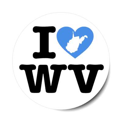 i heart west virginia wv state love stickers, magnet