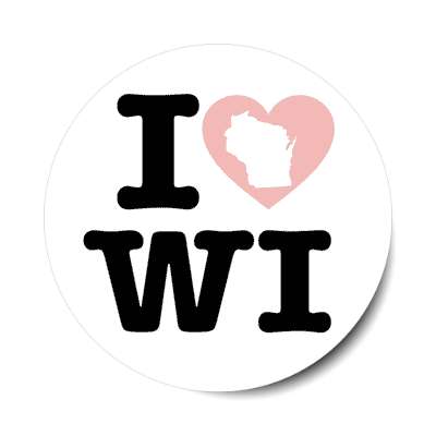 i heart wisconsin wi state love stickers, magnet