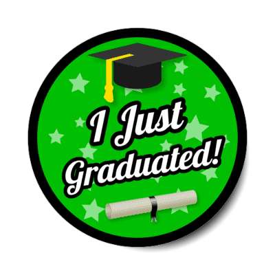 i just graduated graduation cap diploma stars green stickers, magnet