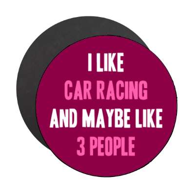 i like car racing and maybe like three people stickers, magnet