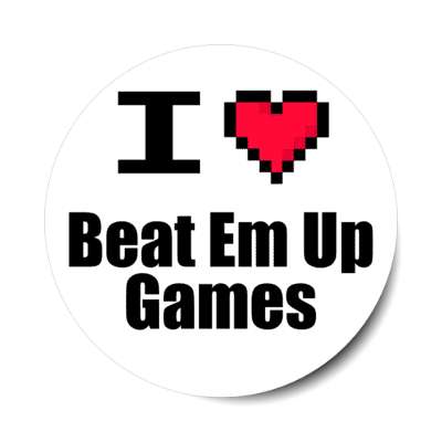 i love beat em up games street fighting arcade pixel heart stickers, magnet