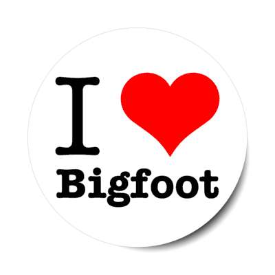 i love bigfoot heart monster stickers, magnet