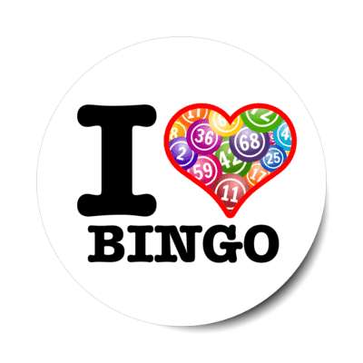 i love bingo heart bingo balls stickers, magnet
