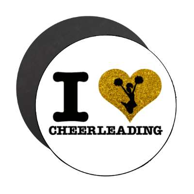 i love cheerleading heart cheerleader silhouette pom poms white stickers, magnet