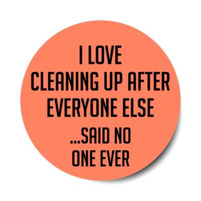 i love cleaning up after everyone else said no one ever stickers, magnet