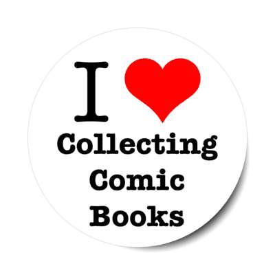 i love collecting comic books heart stickers, magnet