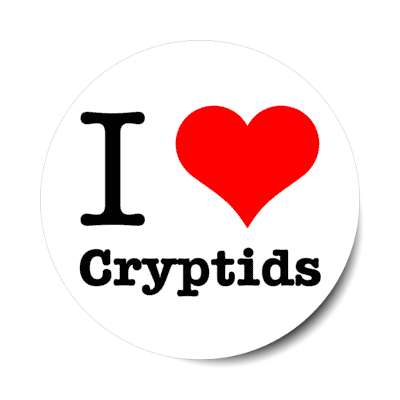 i love cryptids heart cryptozoology stickers, magnet