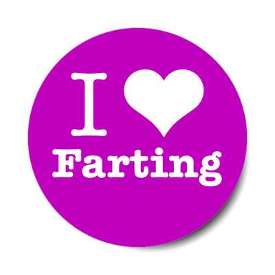 i love farting heart purple stickers, magnet