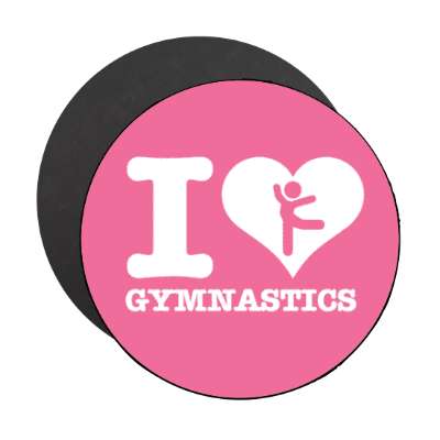 i love gymnastics stick figure silhoeutte big heart stickers, magnet