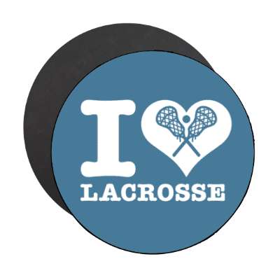 i love lacrosse crossed sticks heart stickers, magnet