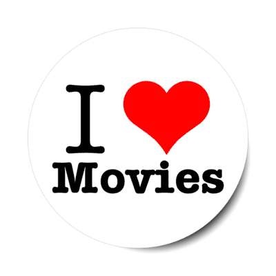 i love movies heart stickers, magnet