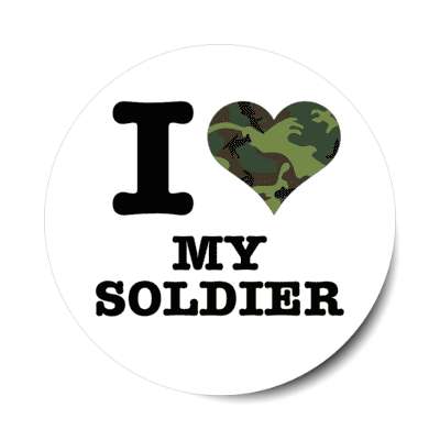 i love my soldier camo heart stickers, magnet