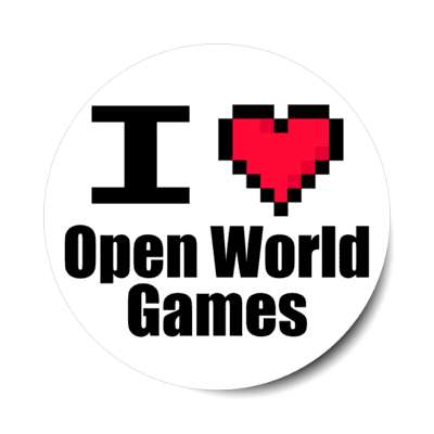 i love open world games pixel heart stickers, magnet
