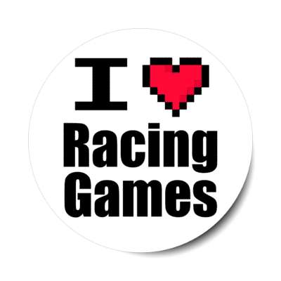 i love racing games pixel heart stickers, magnet