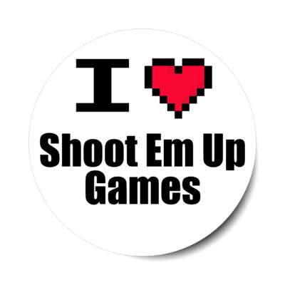 i love shoot em up games pixel heart shmup stickers, magnet