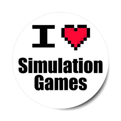 i love simulation games pixel heart stickers, magnet
