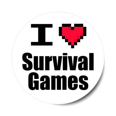 i love survival games pixel heart stickers, magnet