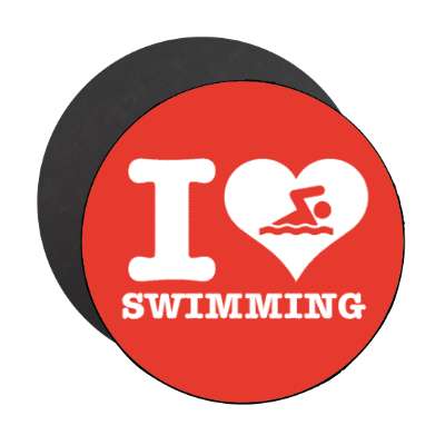 i love swimming heart swimming symbol stickers, magnet