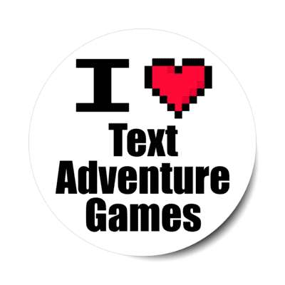 i love text adventure games pixel heart stickers, magnet