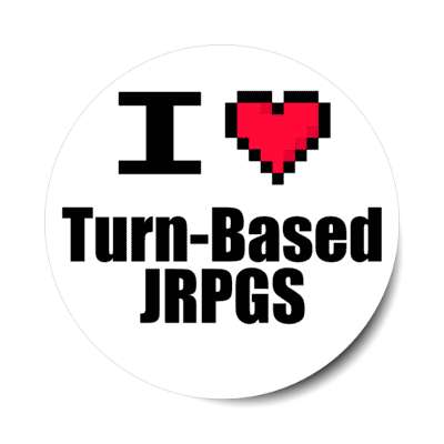 i love turn based jrpgs pixel heart stickers, magnet