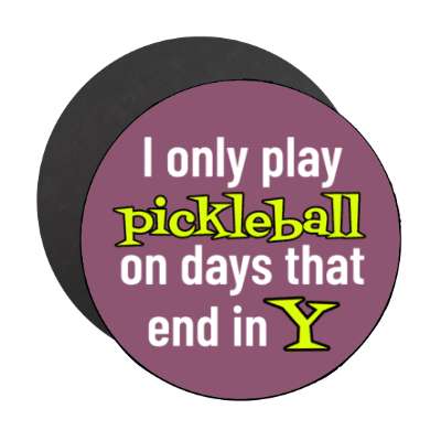 i only play pickleball on days that end in y stickers, magnet