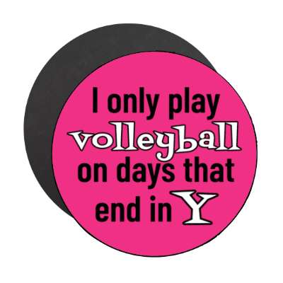 i only play volleyball on days that end in y stickers, magnet