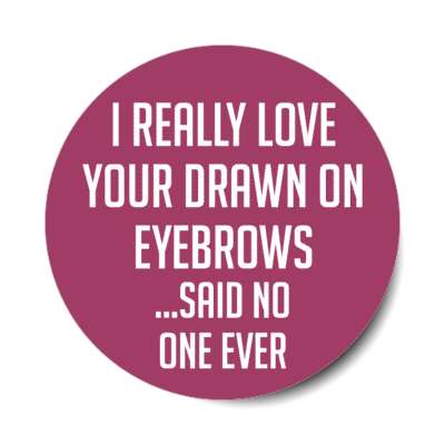 i really love your drawn in eyebrows said no one ever stickers, magnet