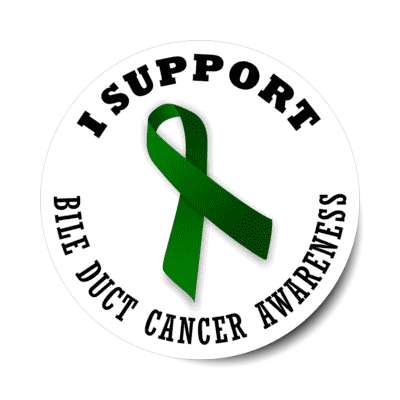 i support bile duct cancer kelly green awareness ribbon stickers, magnet